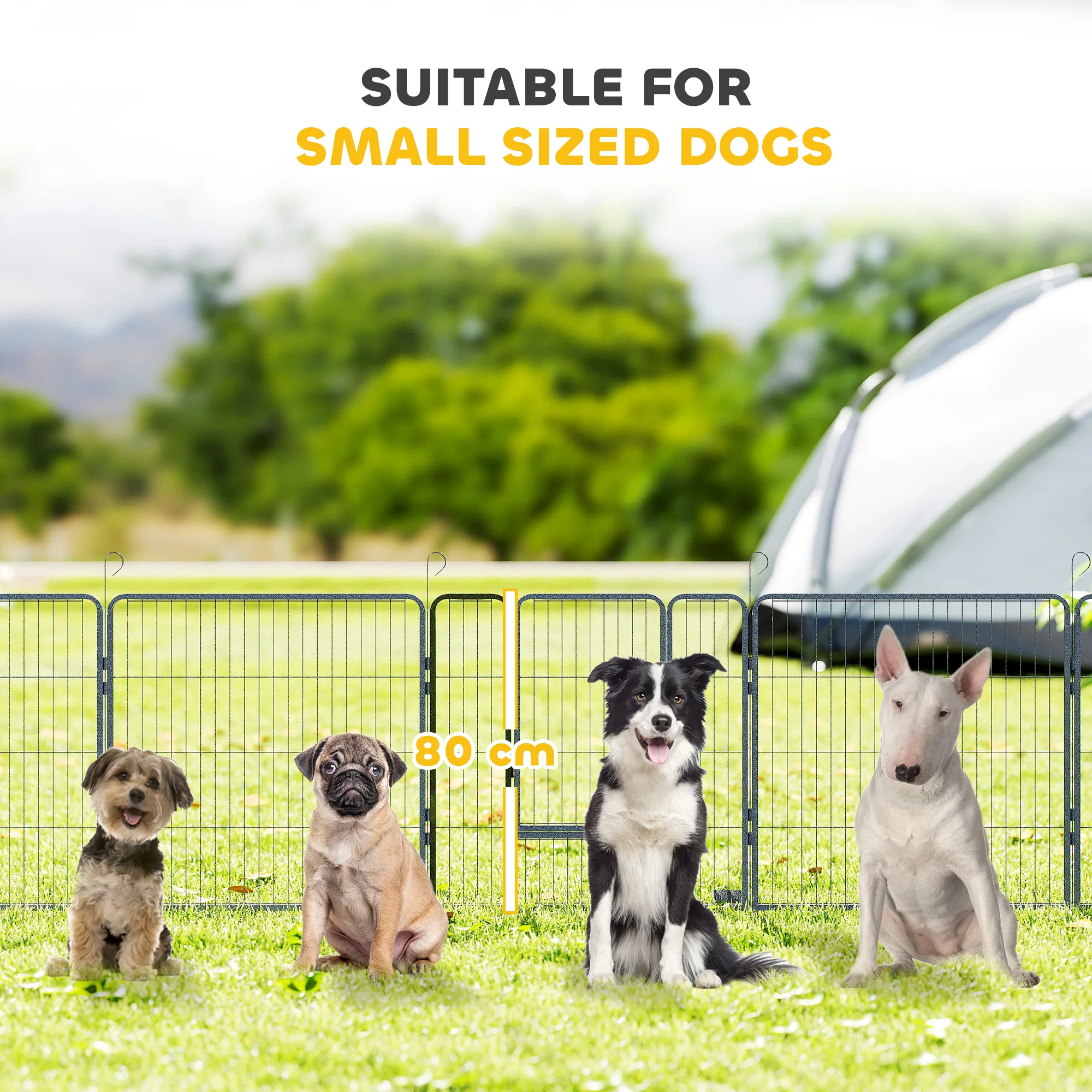 PawHut 16 Panels Heavy Duty Puppy Play Pen for Small, Medium Dogs 80Hcm