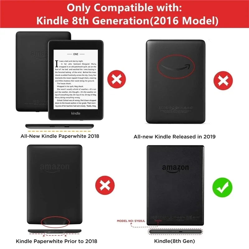 Magnetic Smart Fabric Kindle Case For Kindle 8th SY69JL Generation 2016 Smart Shell Leather Flip Cover Shell Auto Sleep Wake