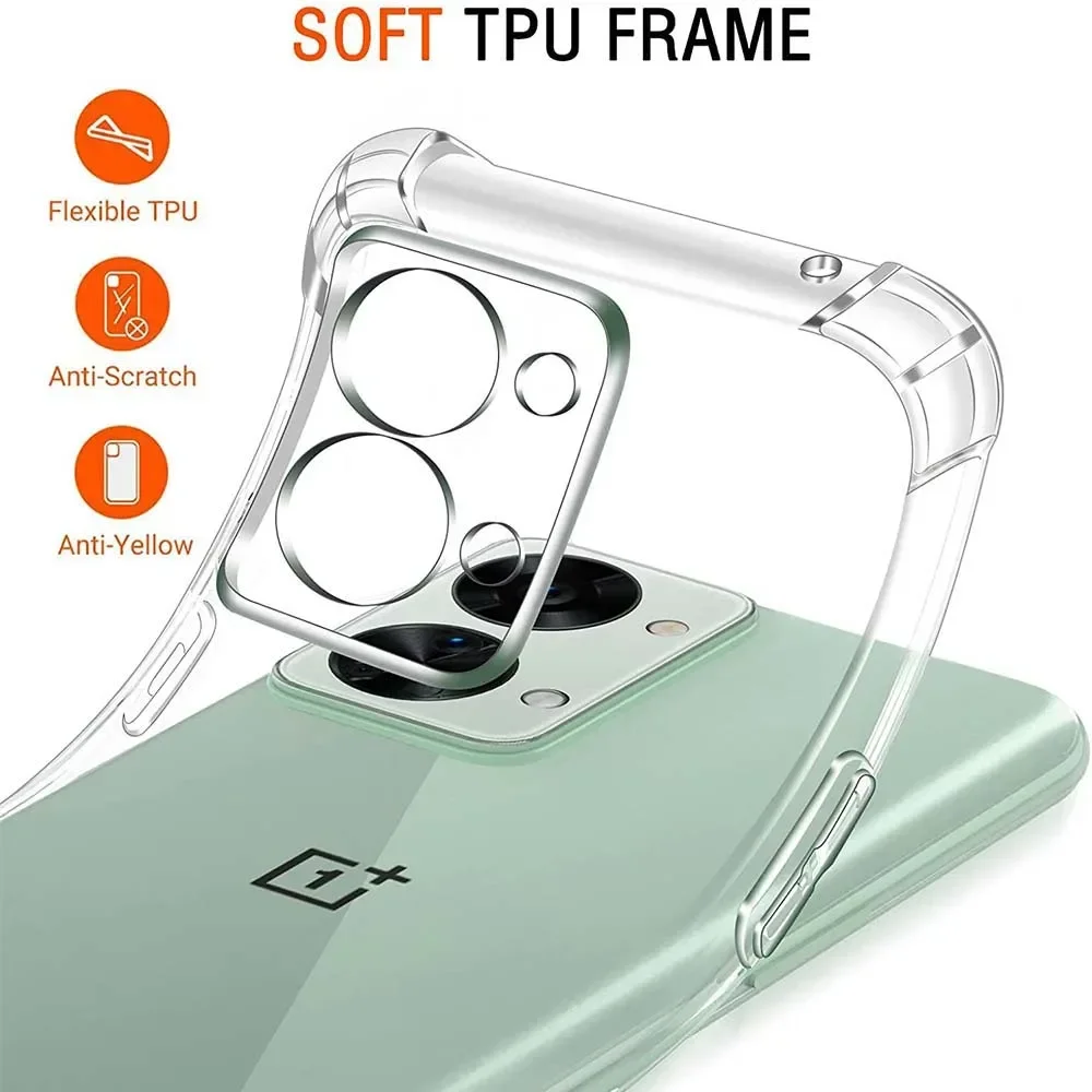 Clear Case For OnePlus Nord 2 2T CE 2 3 Lite 5G Thick Shockproof Soft Silicone Phone Cover for OnePlus Nord N10 N100 5G