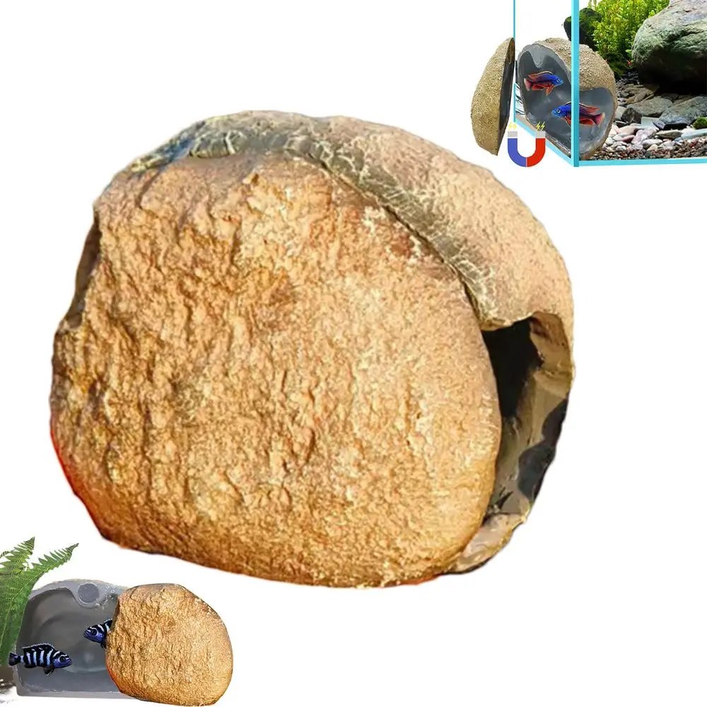 Aquarium Cave Fish Tank Shelter House Magnetic Detachable Fish Tank Decorative Shrimp Residence Magnetic Reptile Cave