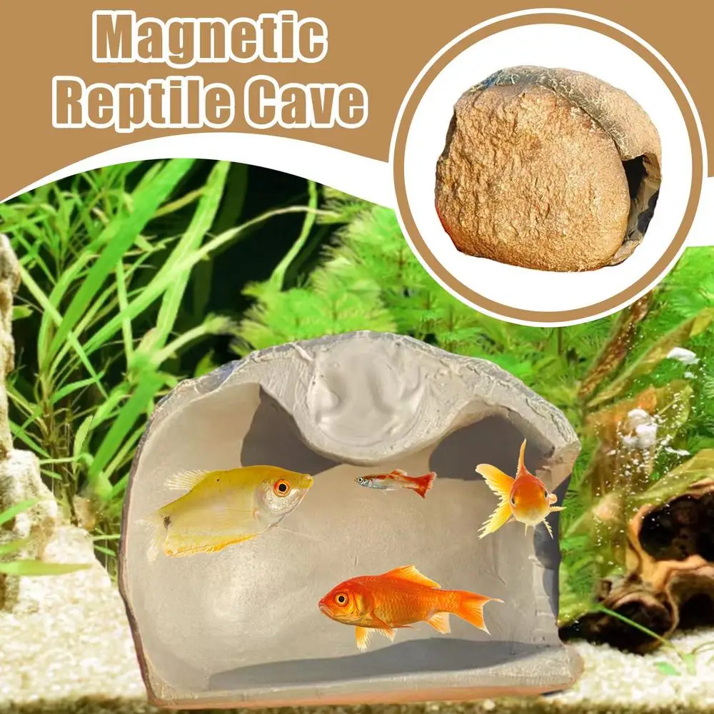 Aquarium Cave Fish Tank Shelter House Magnetic Detachable Fish Tank Decorative Shrimp Residence Magnetic Reptile Cave