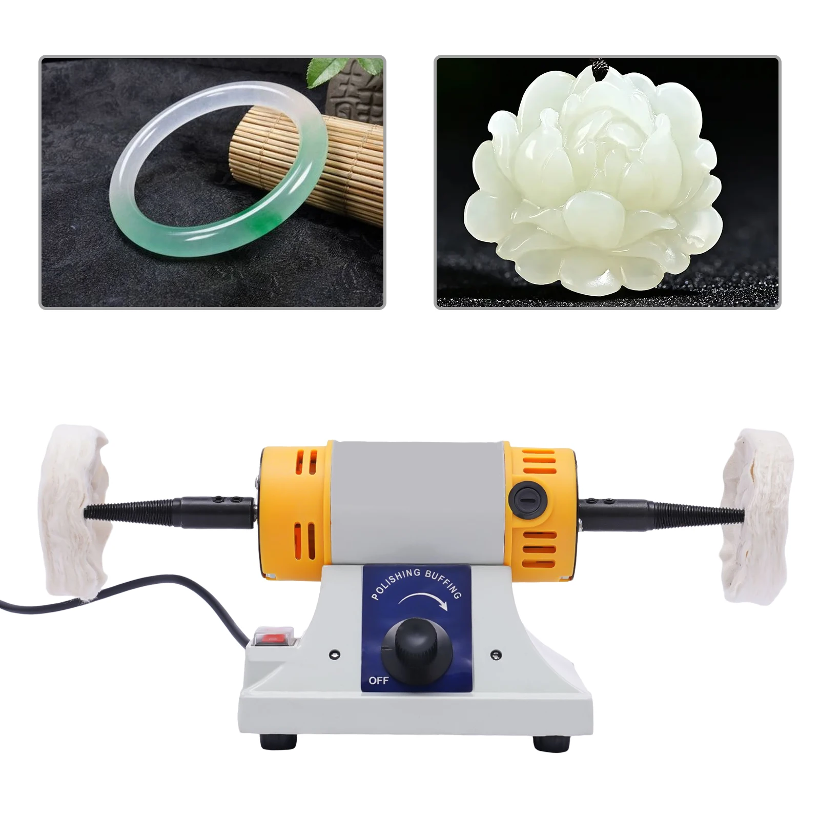 320W Dual-head Polishing Machine Adjustable Speed Tabletop Grinder Jewelry Polisher Bench Lathe Polish Tool