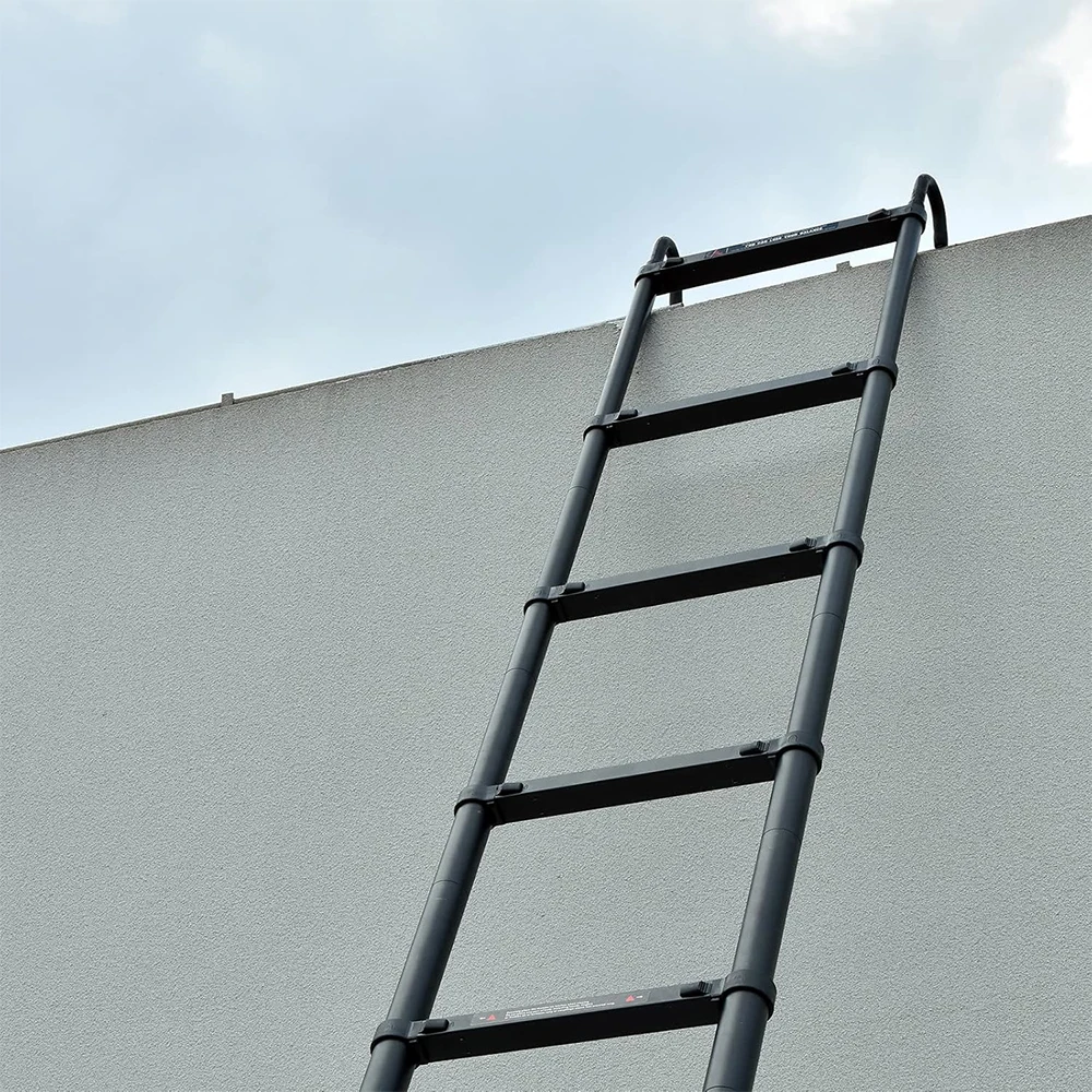 6.2 m / 20.3ft Step Ladder Aluminum Telescoping Ladde with Detachable Roof Hooks,330lbs Load Capacity,15 Steps Adjustable Height