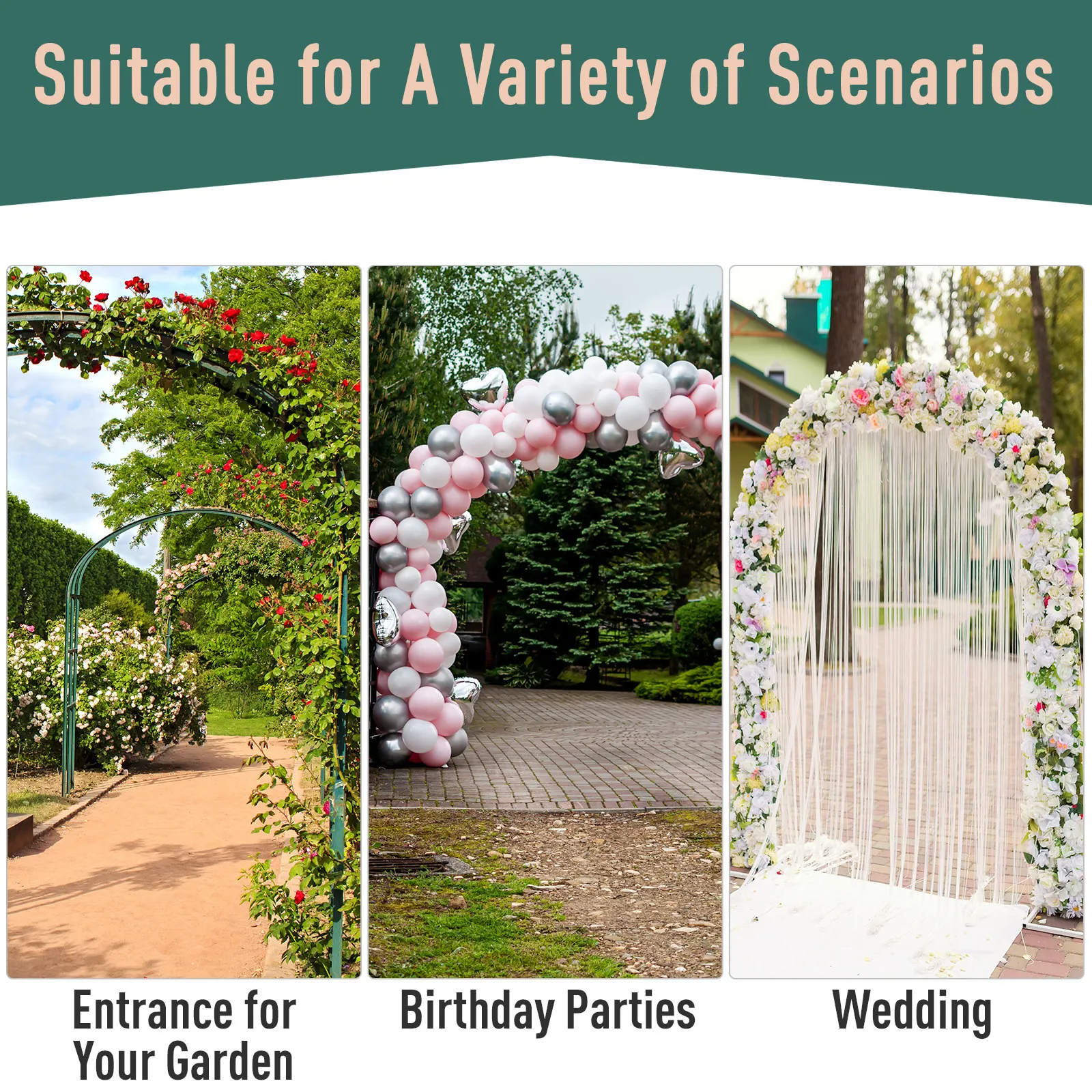 Outsunny Garden Outdoor Entrance Arch with Door Outdoor Patio Decoration for Rose Trellis Arbour Climbing Plant