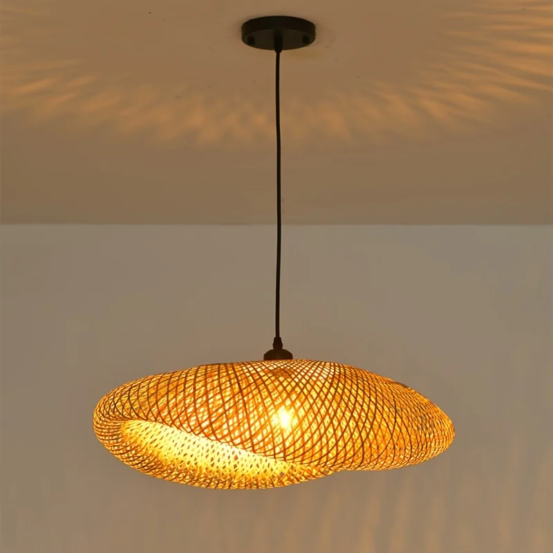 Handcrafted Bamboo Lampshade - Rustic Hanging Lampshade for Kitchen Island, Dining Room, and Farmhouse Ceilings