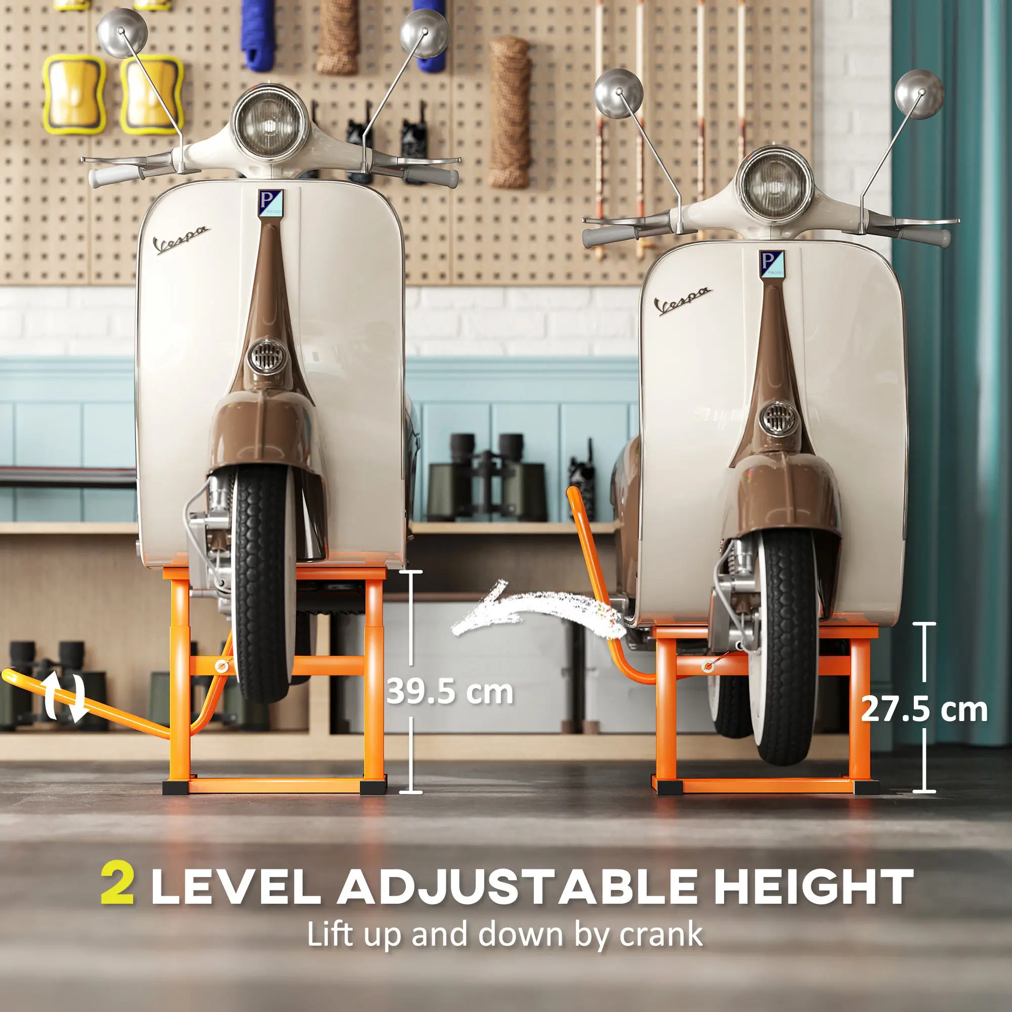 DURHAND 150KG Steel Motorcycle Lift Rubber Platform, Crank Lift Manual Repair Clean Hoist Table Assist Off-Road Dirt Bike