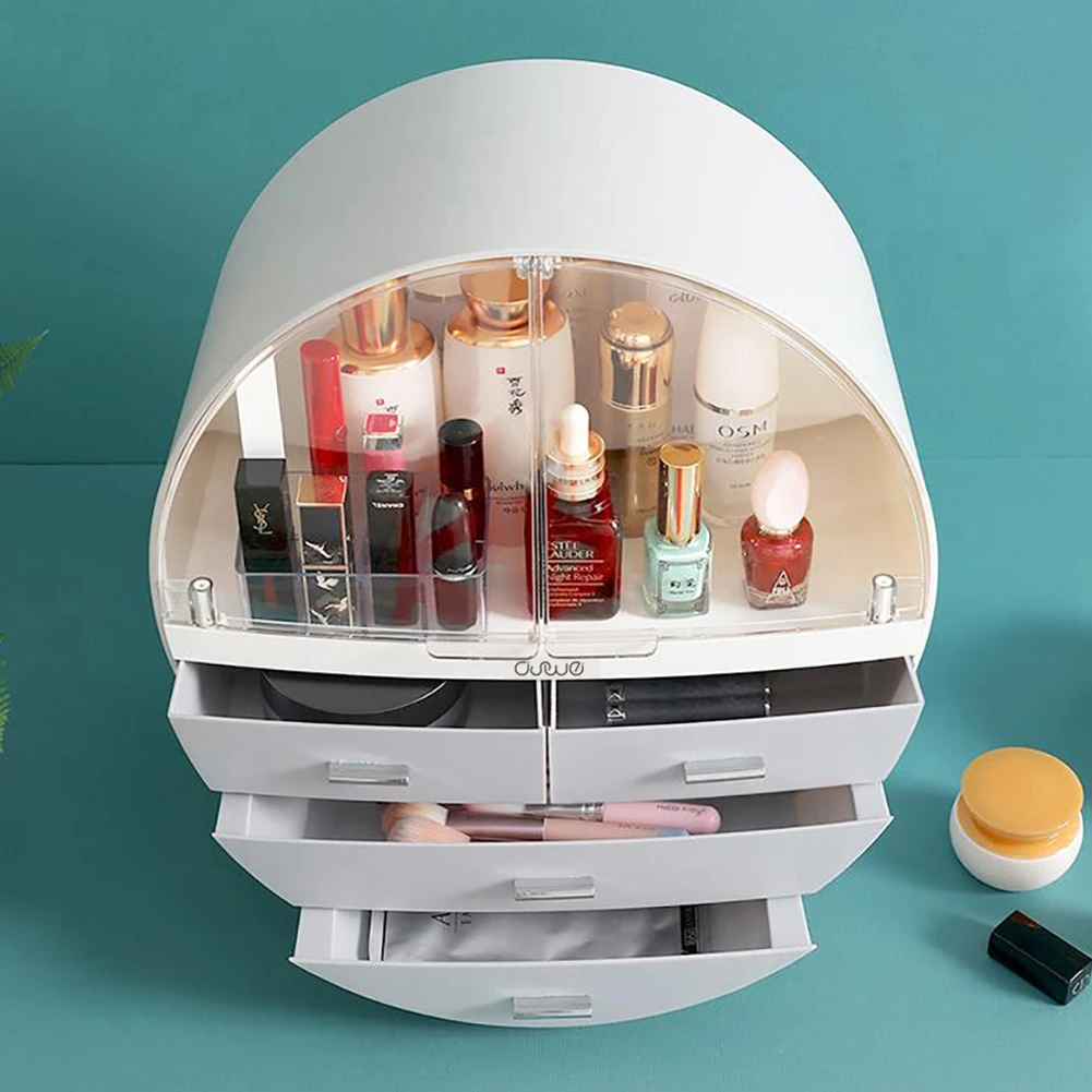 【Breeins】Dustproof Round Cosmetic Storage Box Desktop Organzier Makeup For Home