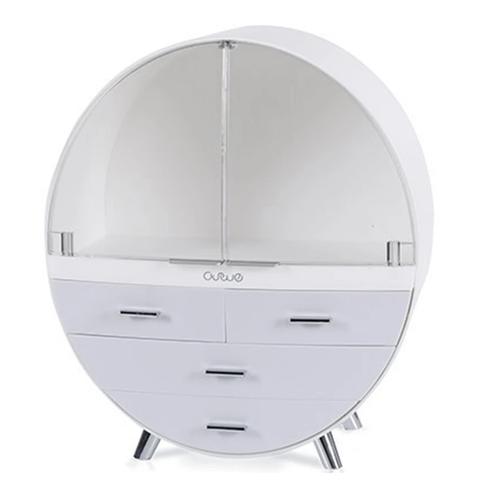 【Breeins】Dustproof Round Cosmetic Storage Box Desktop Organzier Makeup For Home
