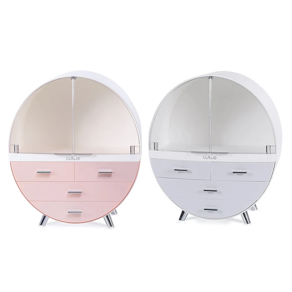 【Breeins】Dustproof Round Cosmetic Storage Box Desktop Organzier Makeup For Home