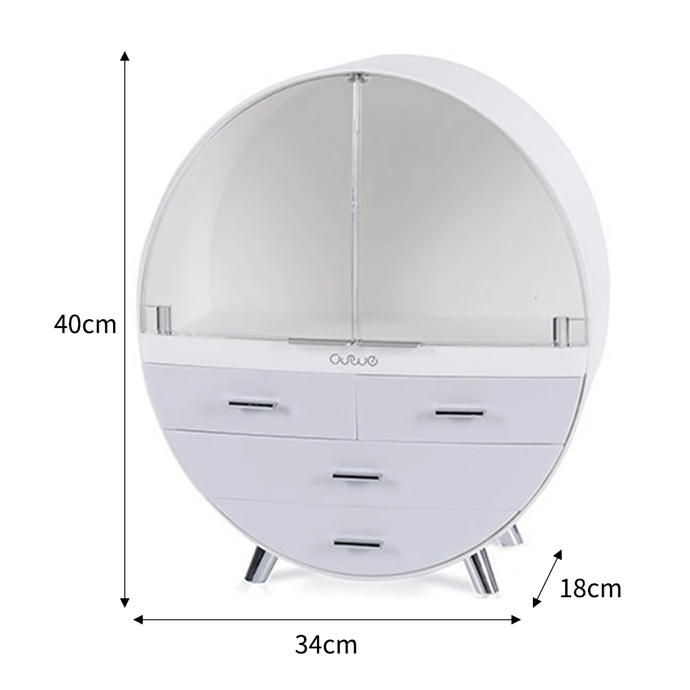 【Breeins】Dustproof Round Cosmetic Storage Box Desktop Organzier Makeup For Home