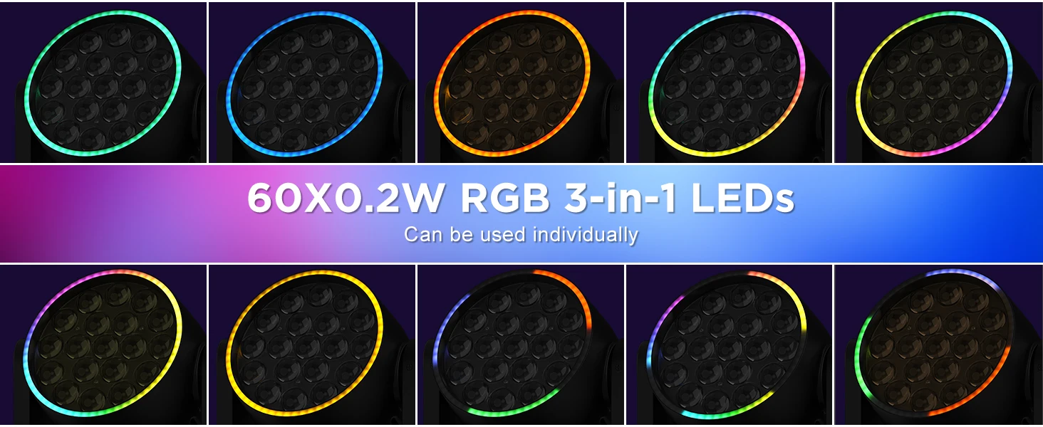 LeLeght 19x20w Moving Head Led RGBW 16/24 Channel 4 in 1 Stage Lights For DJ Light Christmas Bar Disco Party Halloween Deco