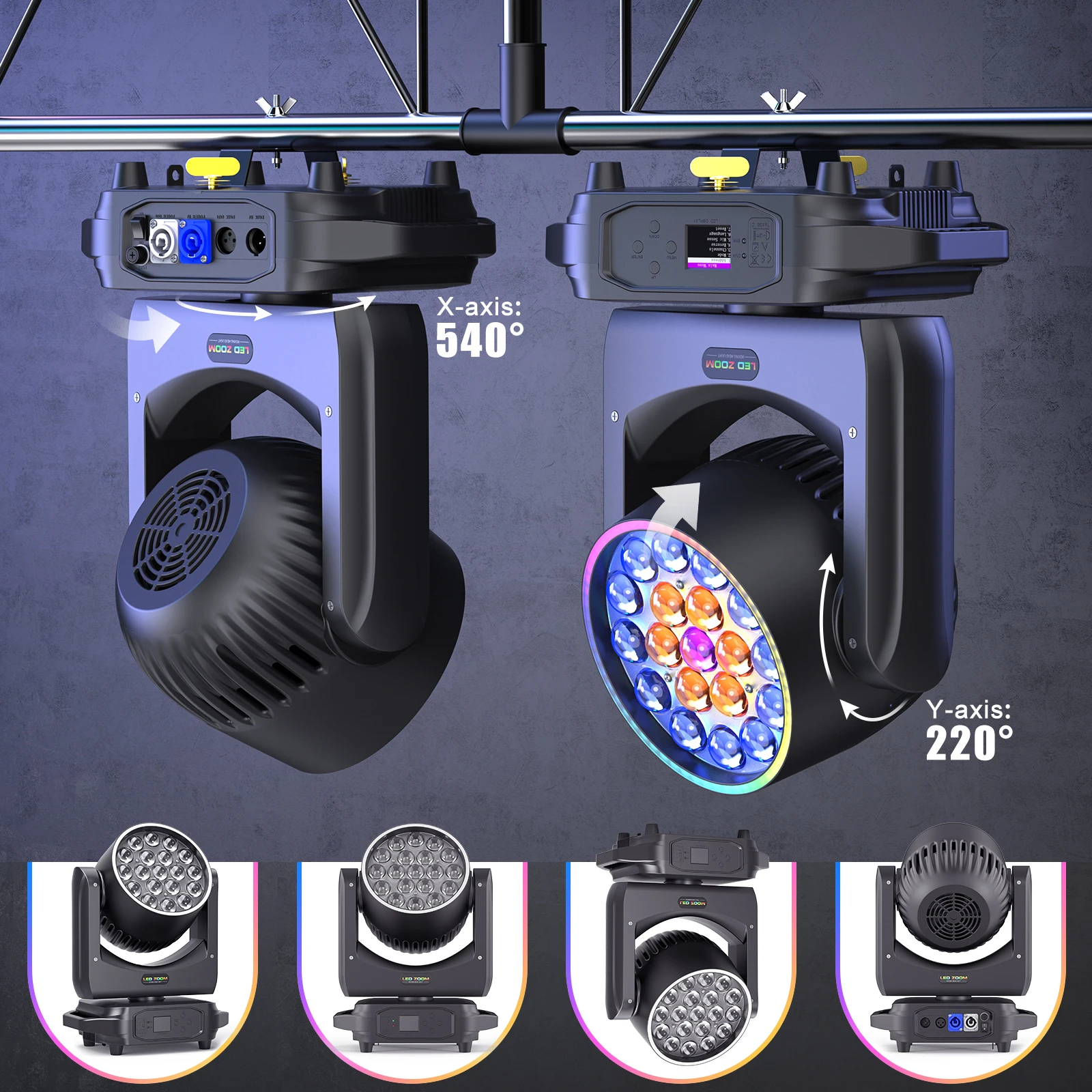 LeLeght 19x20w Moving Head Led RGBW 16/24 Channel 4 in 1 Stage Lights For DJ Light Christmas Bar Disco Party Halloween Deco