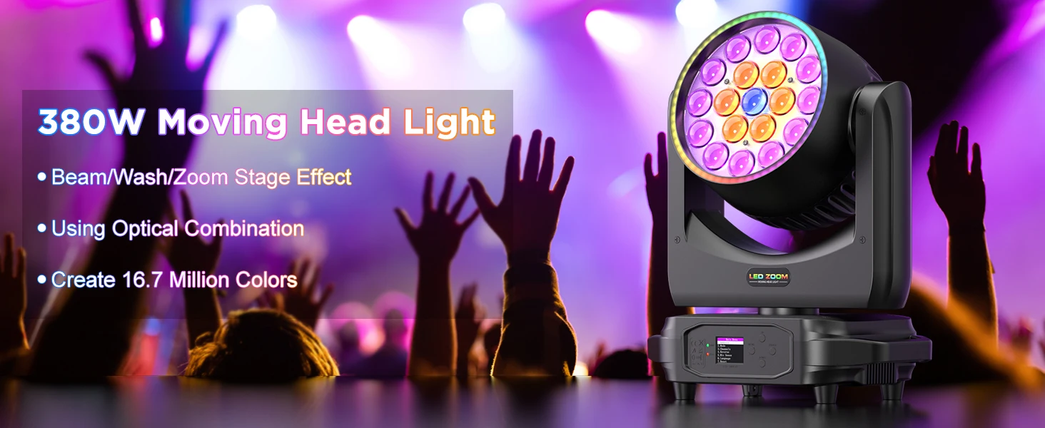 LeLeght 19x20w Moving Head Led RGBW 16/24 Channel 4 in 1 Stage Lights For DJ Light Christmas Bar Disco Party Halloween Deco