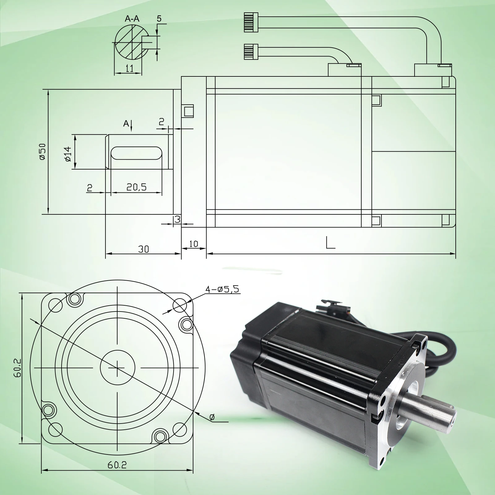 [EU Stock] AC Servo Motor Kit /600W/750W/1000W 220V With Brake or Without Brake + Servo Driver + 3M Cable CNC Servo Motor Kit