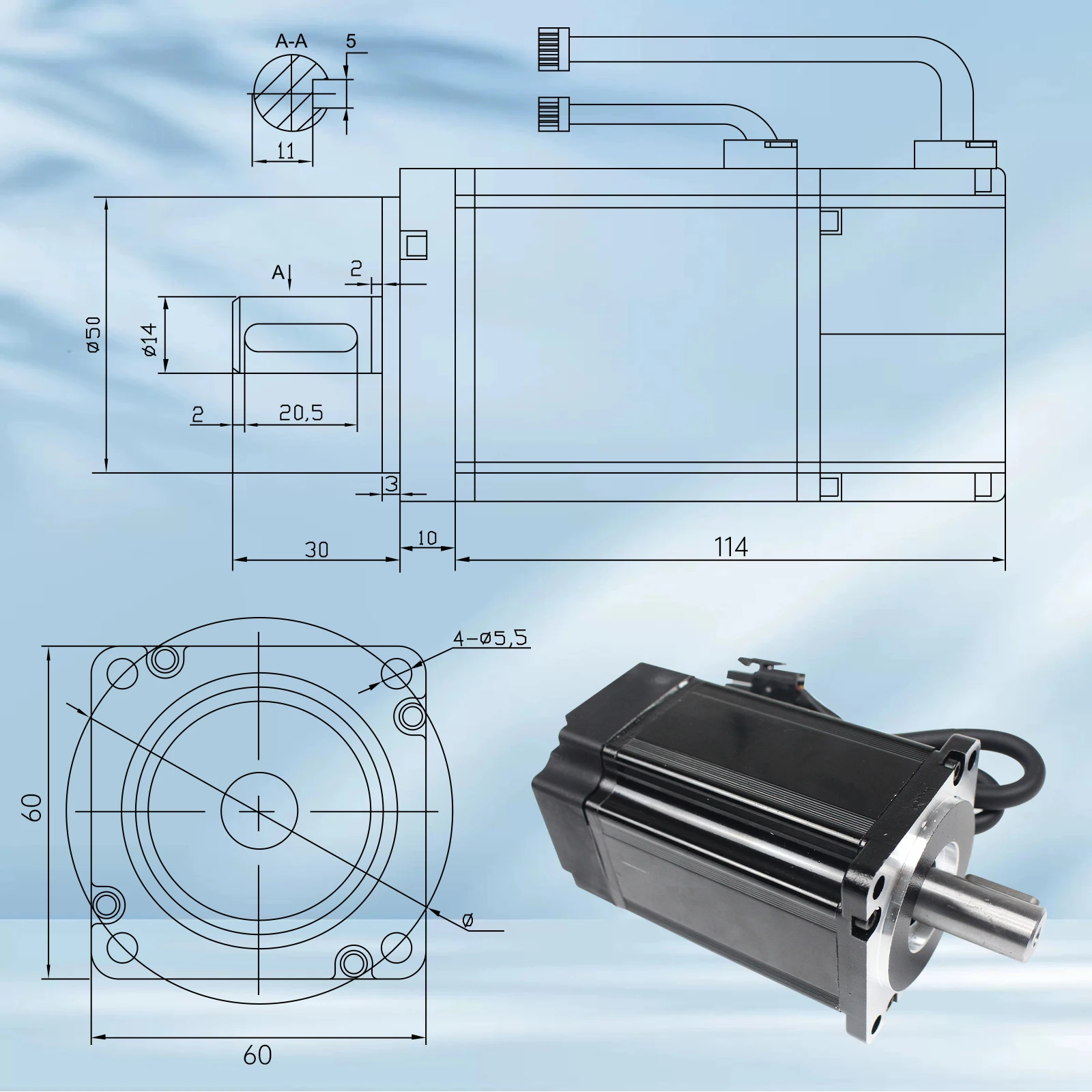 [EU Stock] AC Servo Motor Kit /600W/750W/1000W 220V With Brake or Without Brake + Servo Driver + 3M Cable CNC Servo Motor Kit