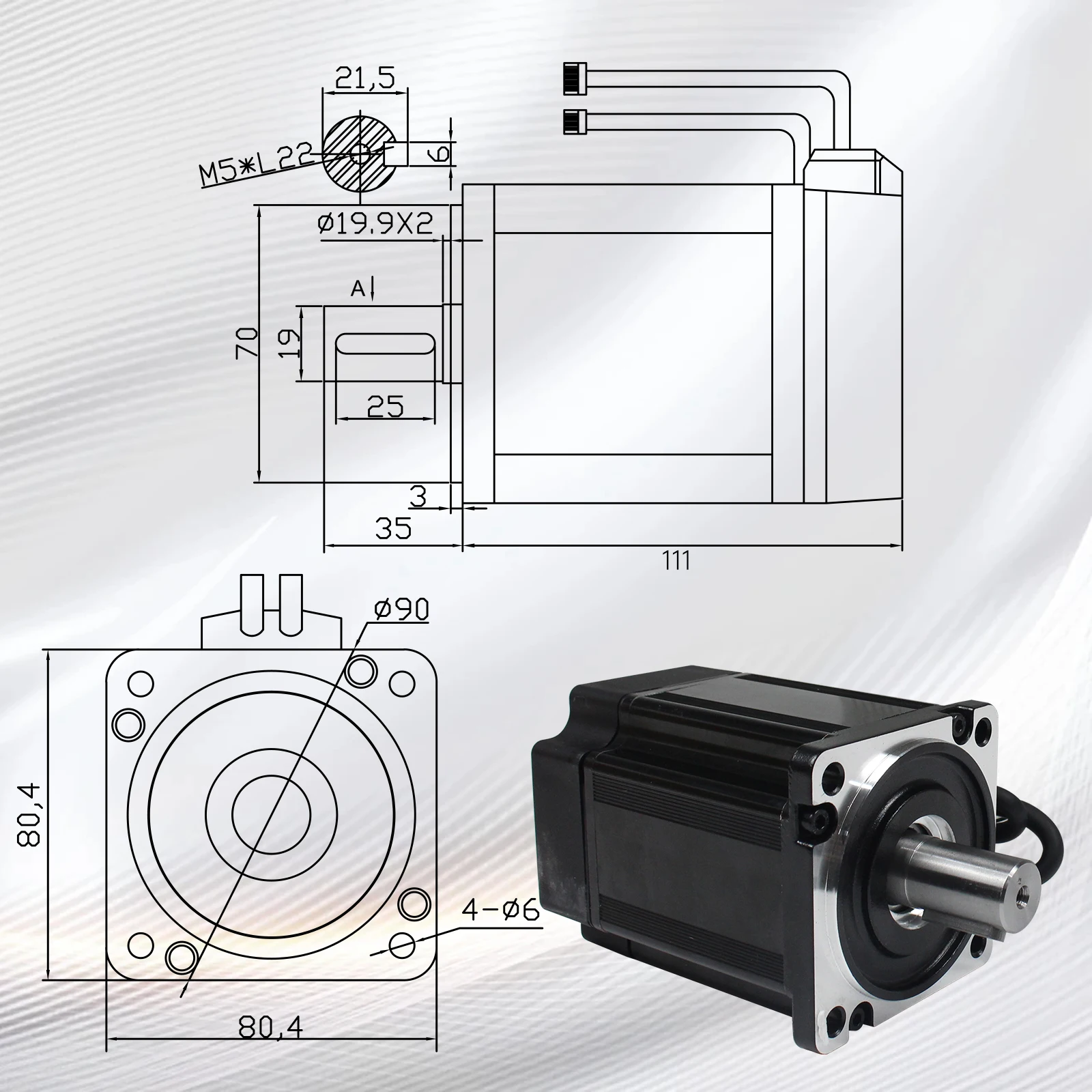 [EU Stock] AC Servo Motor Kit /600W/750W/1000W 220V With Brake or Without Brake + Servo Driver + 3M Cable CNC Servo Motor Kit