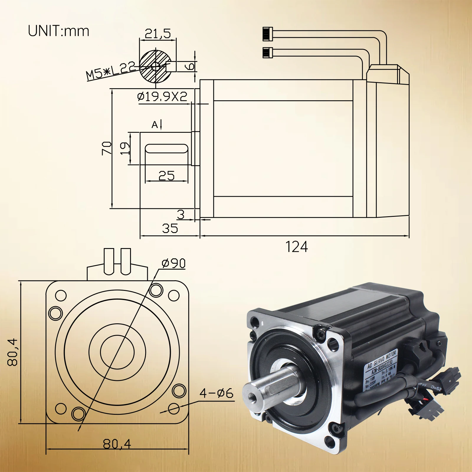 [EU Stock] AC Servo Motor Kit /600W/750W/1000W 220V With Brake or Without Brake + Servo Driver + 3M Cable CNC Servo Motor Kit