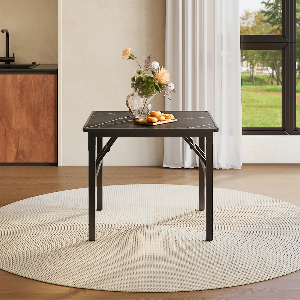 【Breeins】Square 60cm/80cm Folding Coffee Table with Marble Effect Top Dining Table