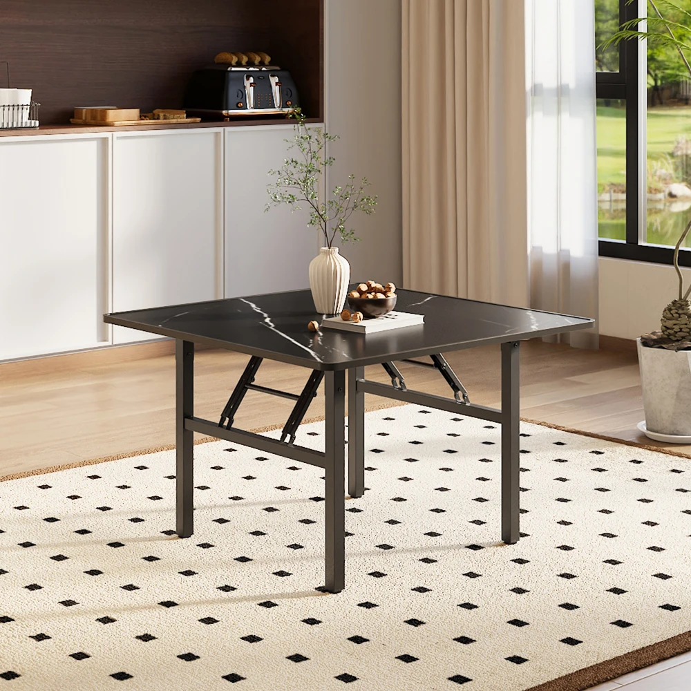 【Breeins】Square 60cm/80cm Folding Coffee Table with Marble Effect Top Dining Table