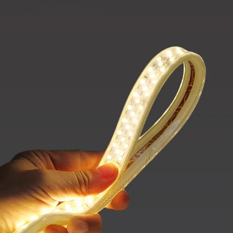 Super Bright SMD 5630 5730 LED Strip 220V With EU Plug 180LEDs/m IP67 Waterproof Warm White In-Outdoor Flexible Light