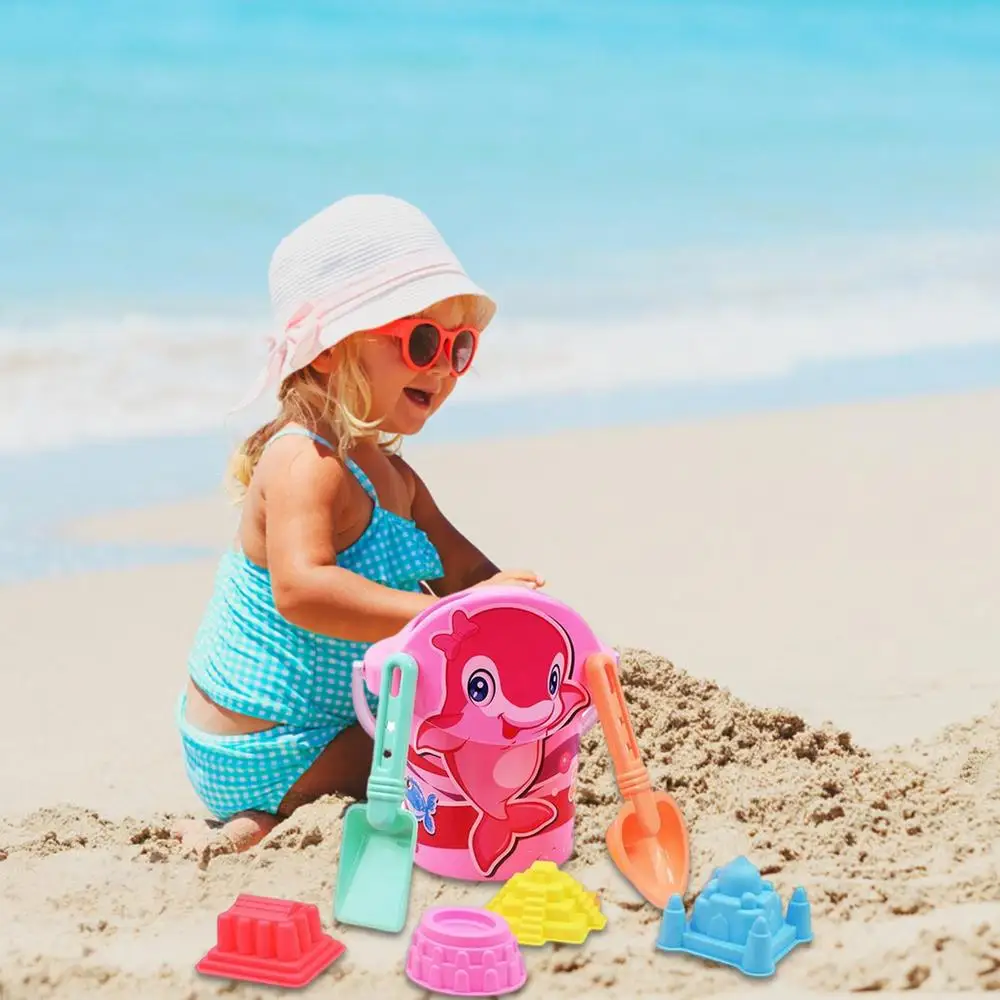 Kids Beach Sand Toys Set Toddler Travel Size Beach Kit Fun Rake Shovel Complete Sandbox Toys Sand Bucket For Boys Girls Summer