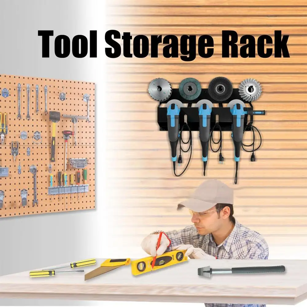 Angle Grinder Wall Storage Mount Metal Wall-Mounted Hanging Shelf Power Tool Organizer Rack for Angle Grinder Cutters Polishers