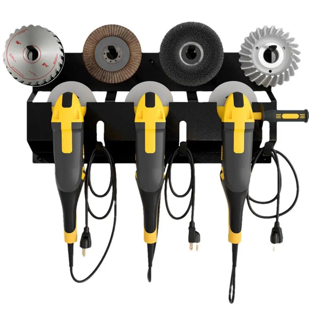 Angle Grinder Wall Storage Mount Metal Wall-Mounted Hanging Shelf Power Tool Organizer Rack for Angle Grinder Cutters Polishers