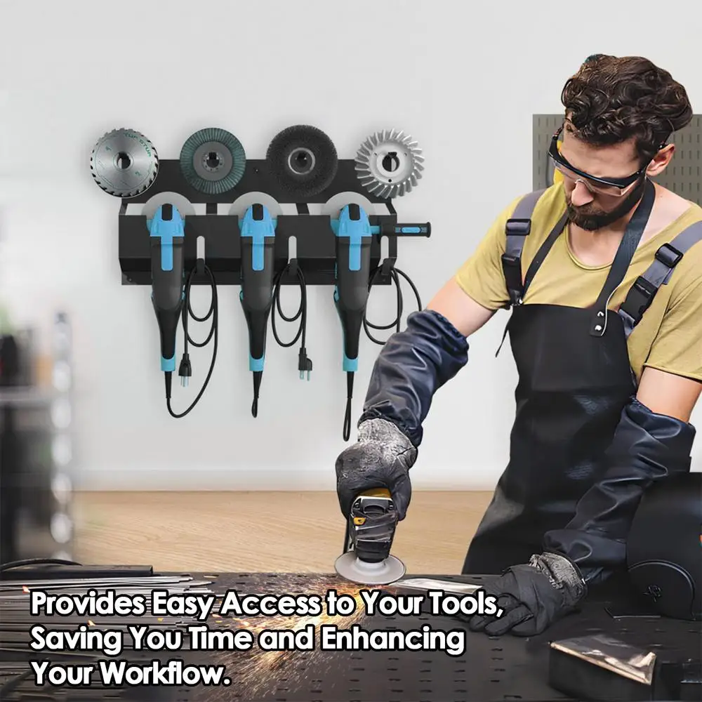 Angle Grinder Wall Storage Mount Metal Wall-Mounted Hanging Shelf Power Tool Organizer Rack for Angle Grinder Cutters Polishers