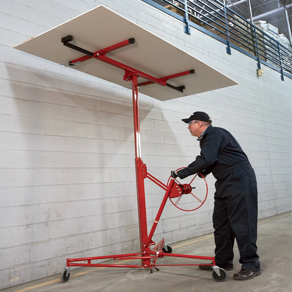 【Breeins】16FT Rolling Drywall Lifter Panel Hoist Jack Tool Heavy Tools