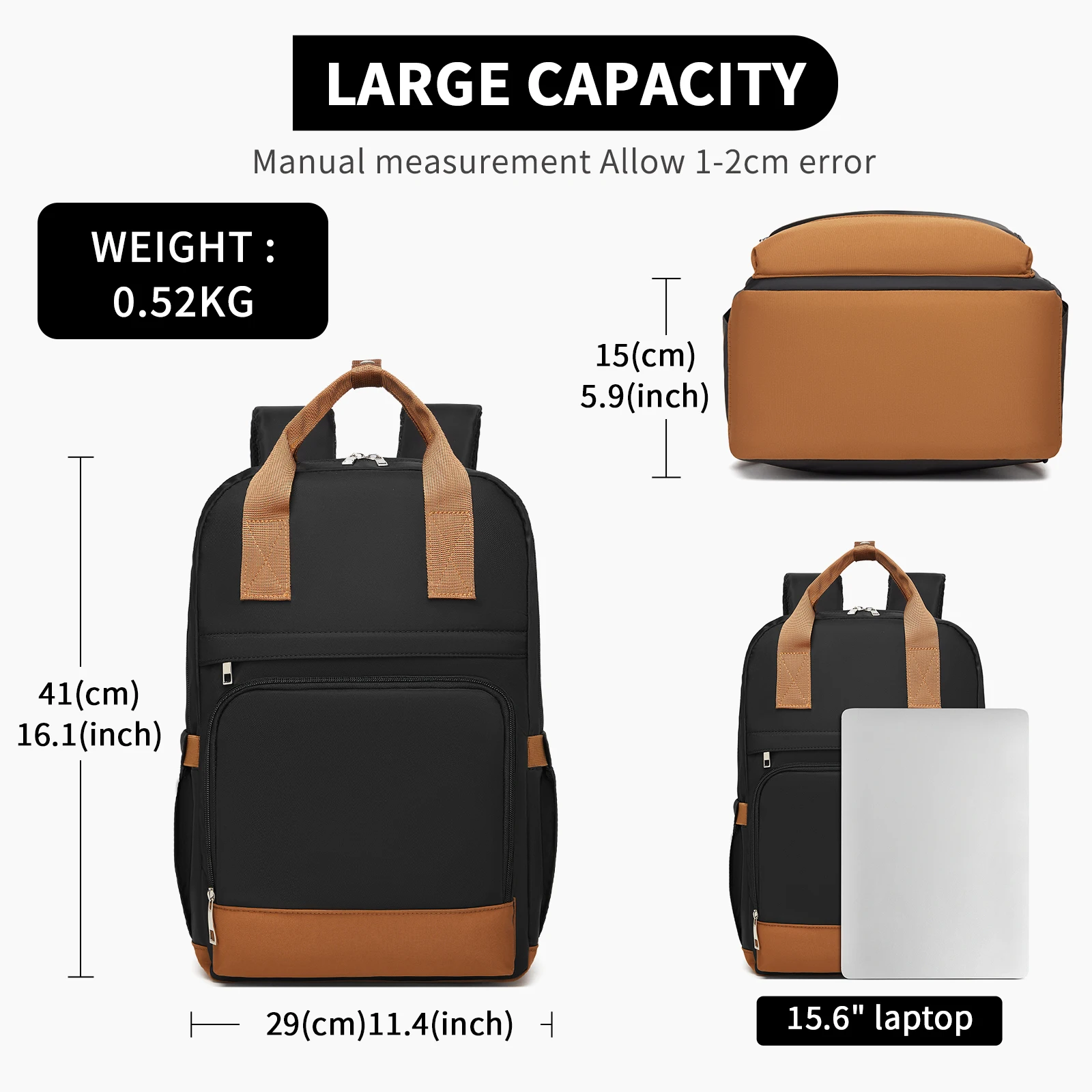 Unisex Waterproof Laptop Backpack – Fits 15.6", Lightweight for Work/Travel, Headphone Port & Luggage Strap (Minimalist Design)