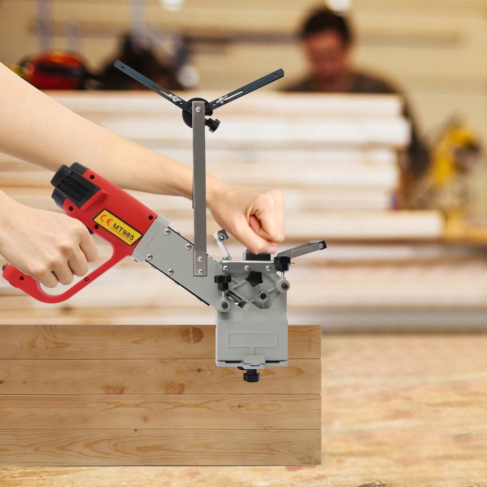 2000W Portable Woodworking Edge Banding Machine,Edge Bander w/Triangle Bracket,3 Adjustable Air Speeds, Adjustable Temperature