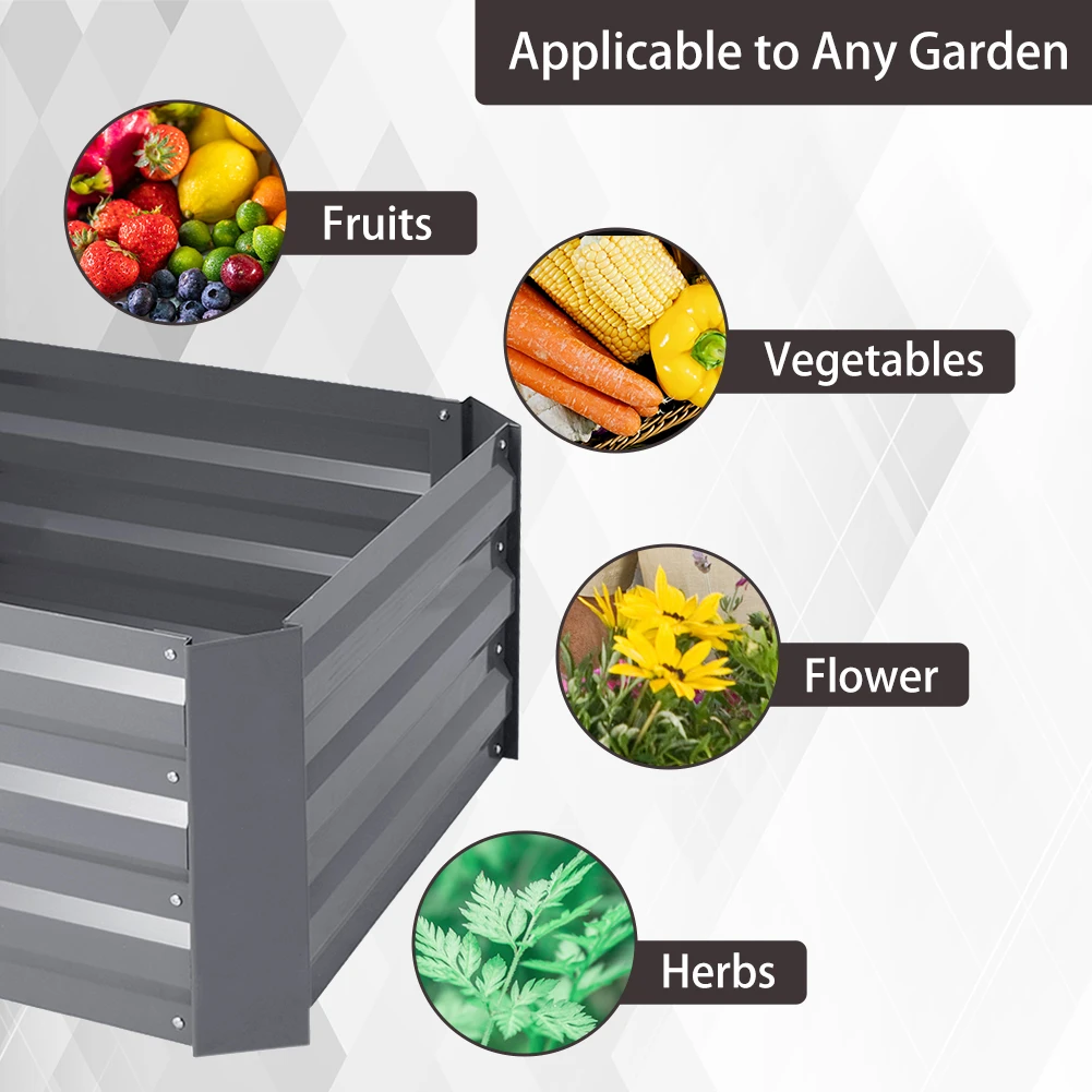 Outdoor Garden Bed Flower Pots Galvanized Steel Garden Courtyard Elevated Flower Bed Plant Flower Box Vegetable Box