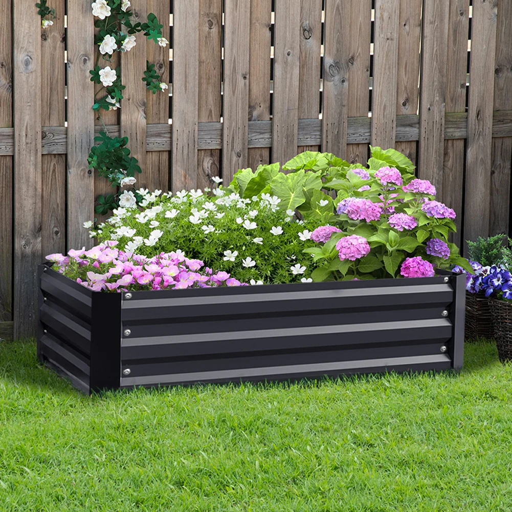 Outdoor Garden Bed Flower Pots Galvanized Steel Garden Courtyard Elevated Flower Bed Plant Flower Box Vegetable Box