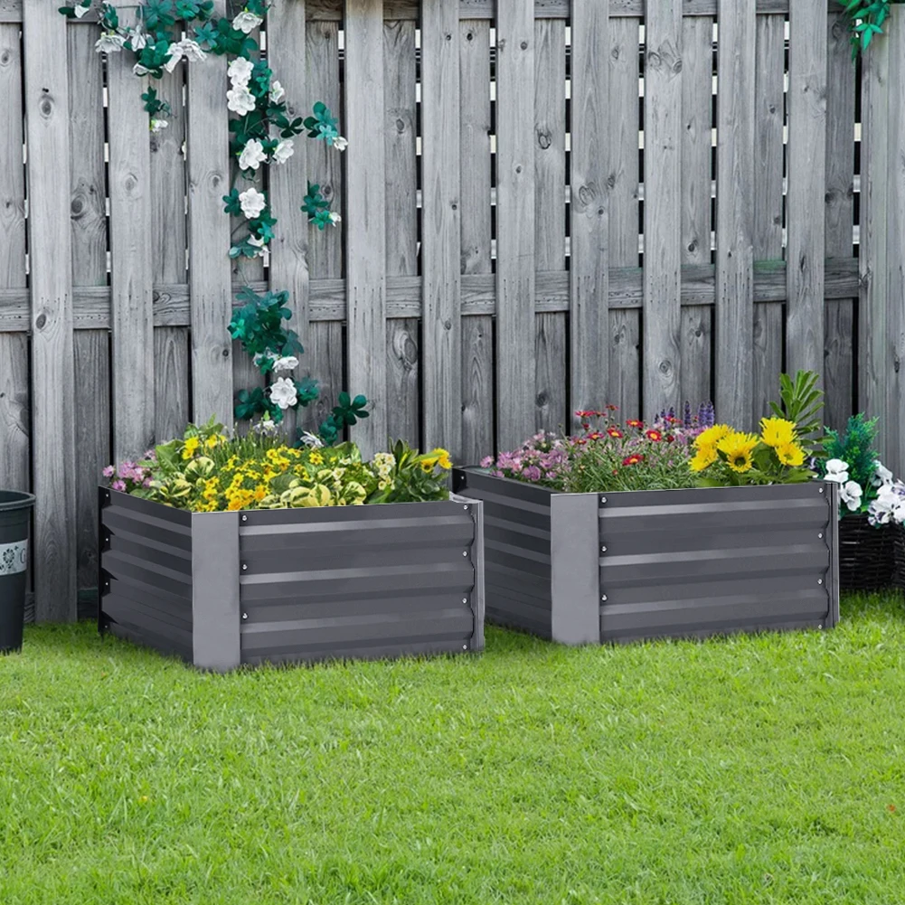 Outdoor Garden Bed Flower Pots Galvanized Steel Garden Courtyard Elevated Flower Bed Plant Flower Box Vegetable Box