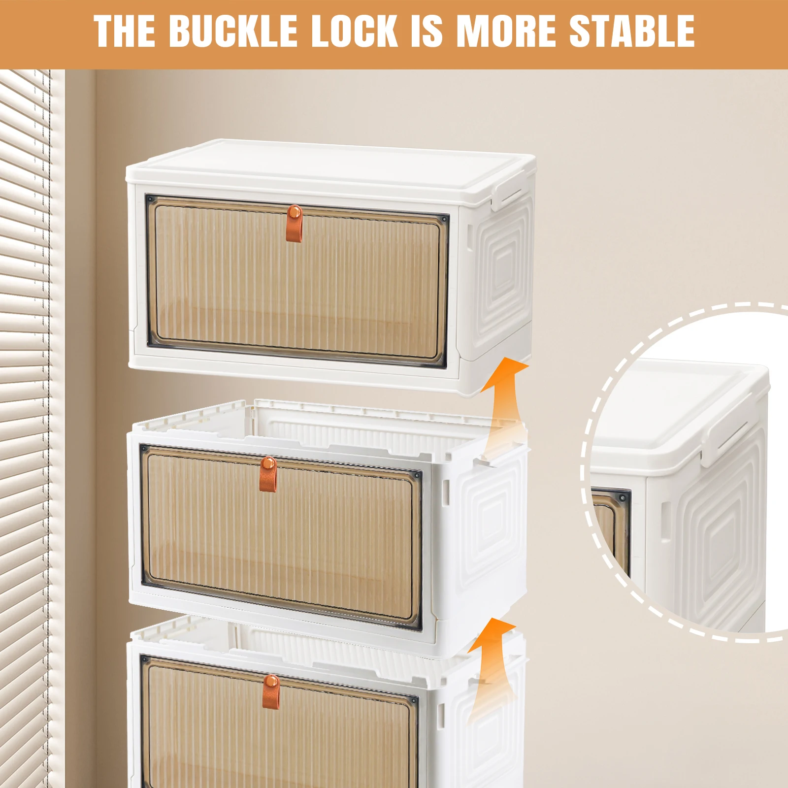 BRIEFNESS 3/4/5 Tier Stackable Storage Boxes with Lids & Wheels Plastic Organizer for Clothes,Bedroom,Living Room,Study & Office