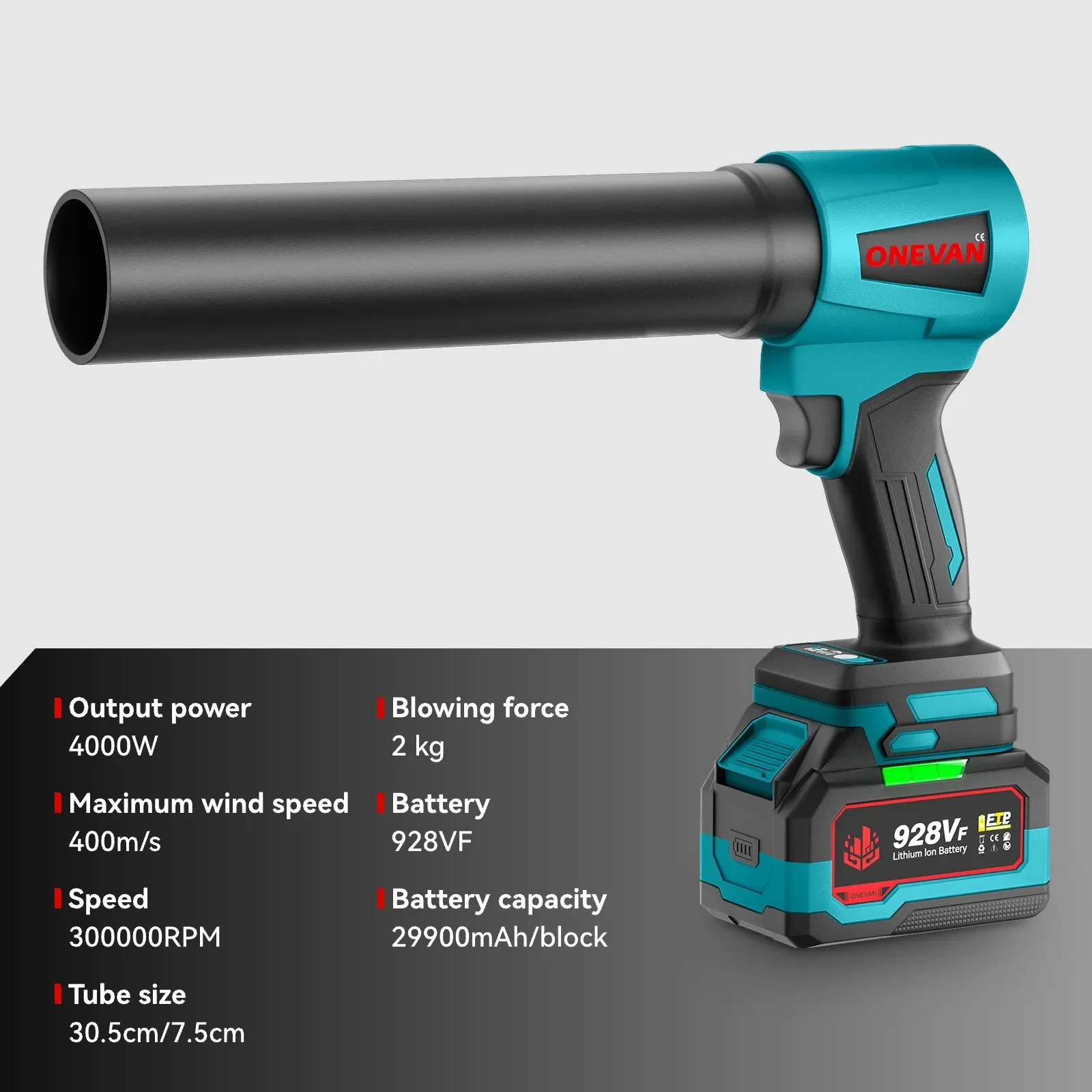 4000W Brushless 300000RPM Electric Turbo Blowers Jet Fan Handheld Leaf Blower Dust Blowing Tool for Makita 18V Battery Pins