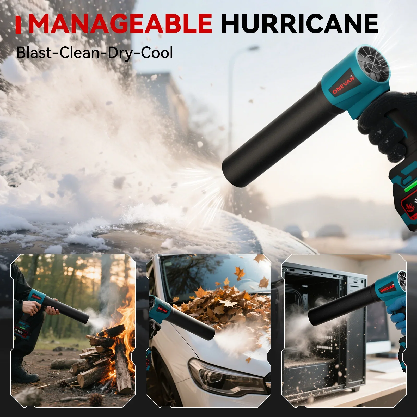 4000W Brushless 300000RPM Electric Turbo Blowers Jet Fan Handheld Leaf Blower Dust Blowing Tool for Makita 18V Battery Pins
