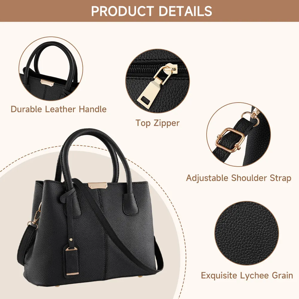 Voltsify Vintage Casual PU Leather Tote Handbag with Adjustable Removable Shoulder Strap