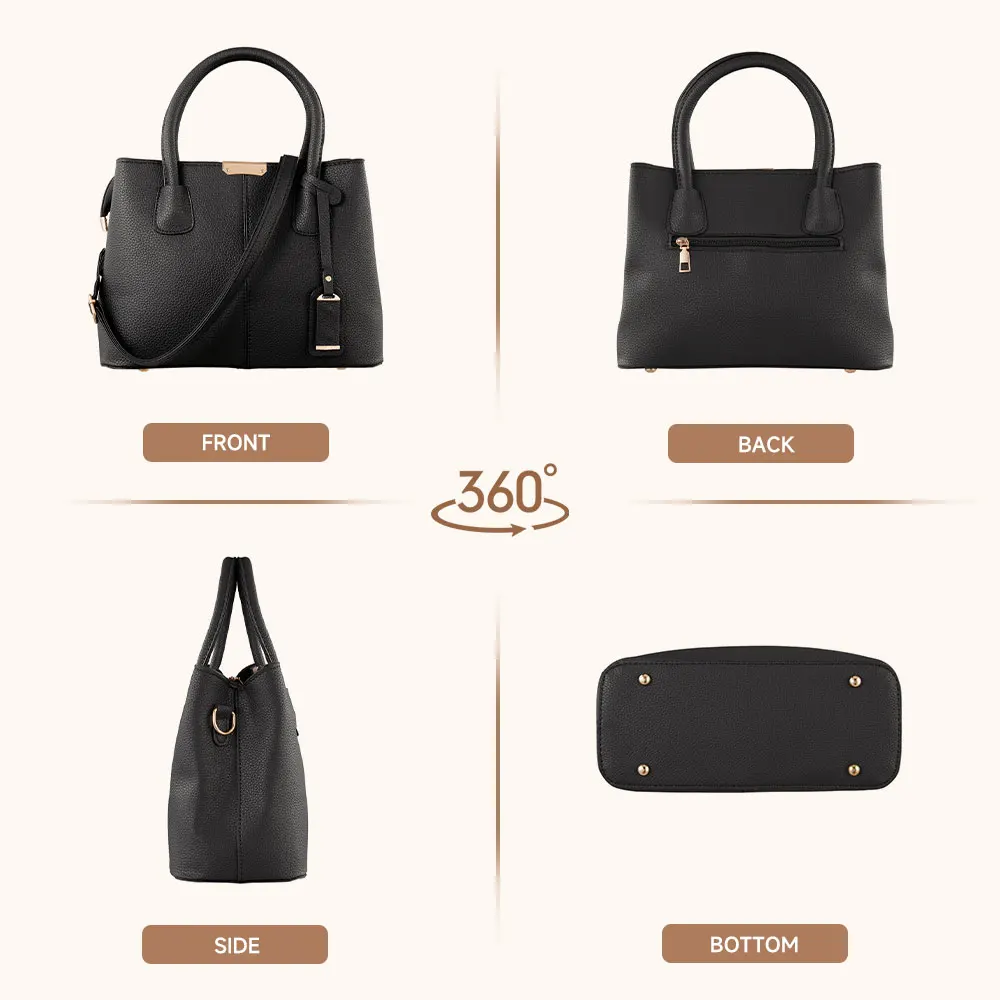 Voltsify Vintage Casual PU Leather Tote Handbag with Adjustable Removable Shoulder Strap