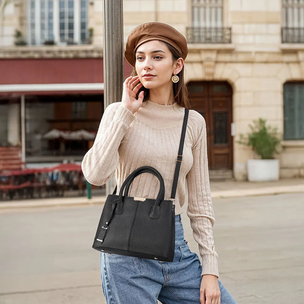 Voltsify Vintage Casual PU Leather Tote Handbag with Adjustable Removable Shoulder Strap
