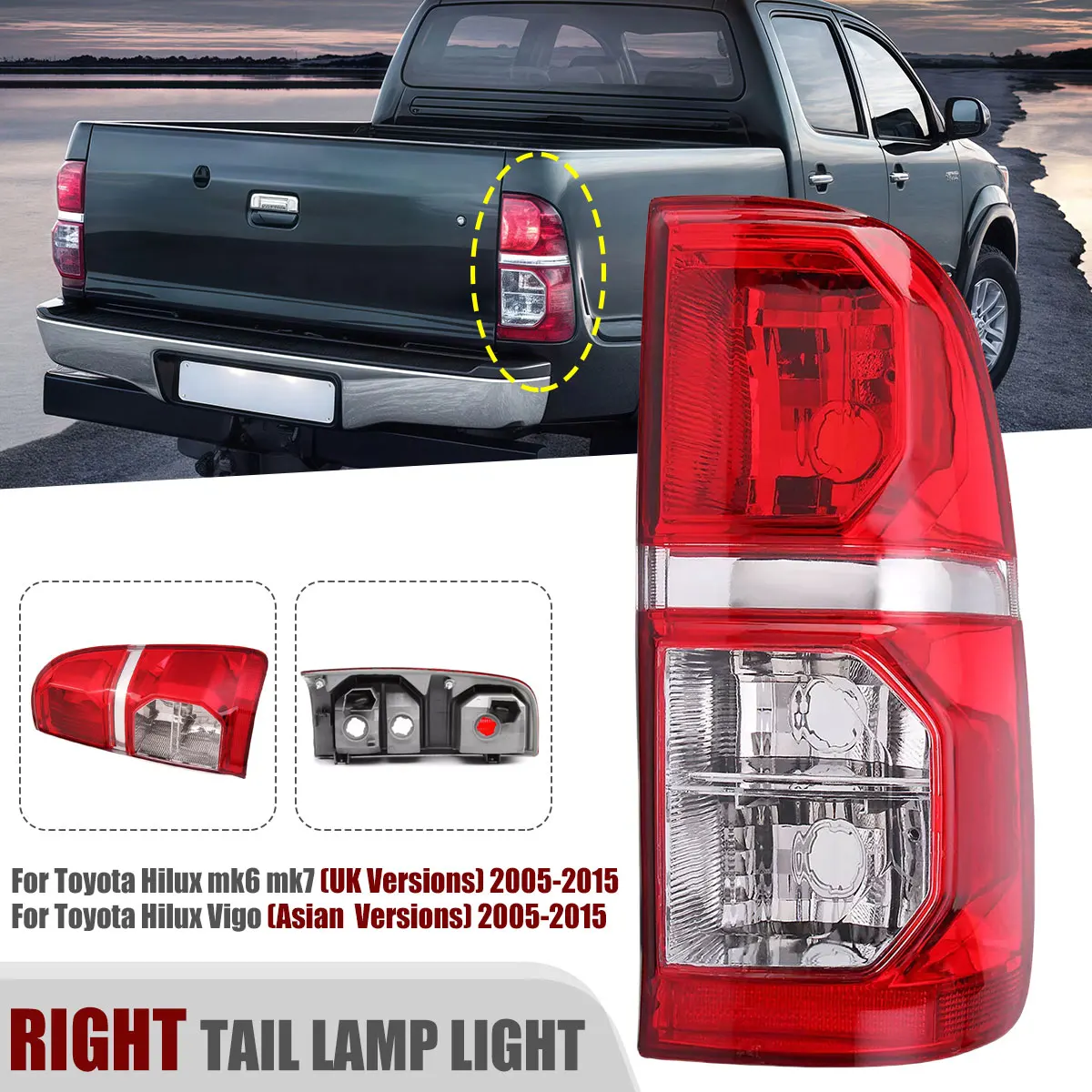 FOR TOYOTA HILUX PICKUP REAR TAIL LIGHT LAMP LEFT + RIGHT SIDE MK6 MK7 2005-2015