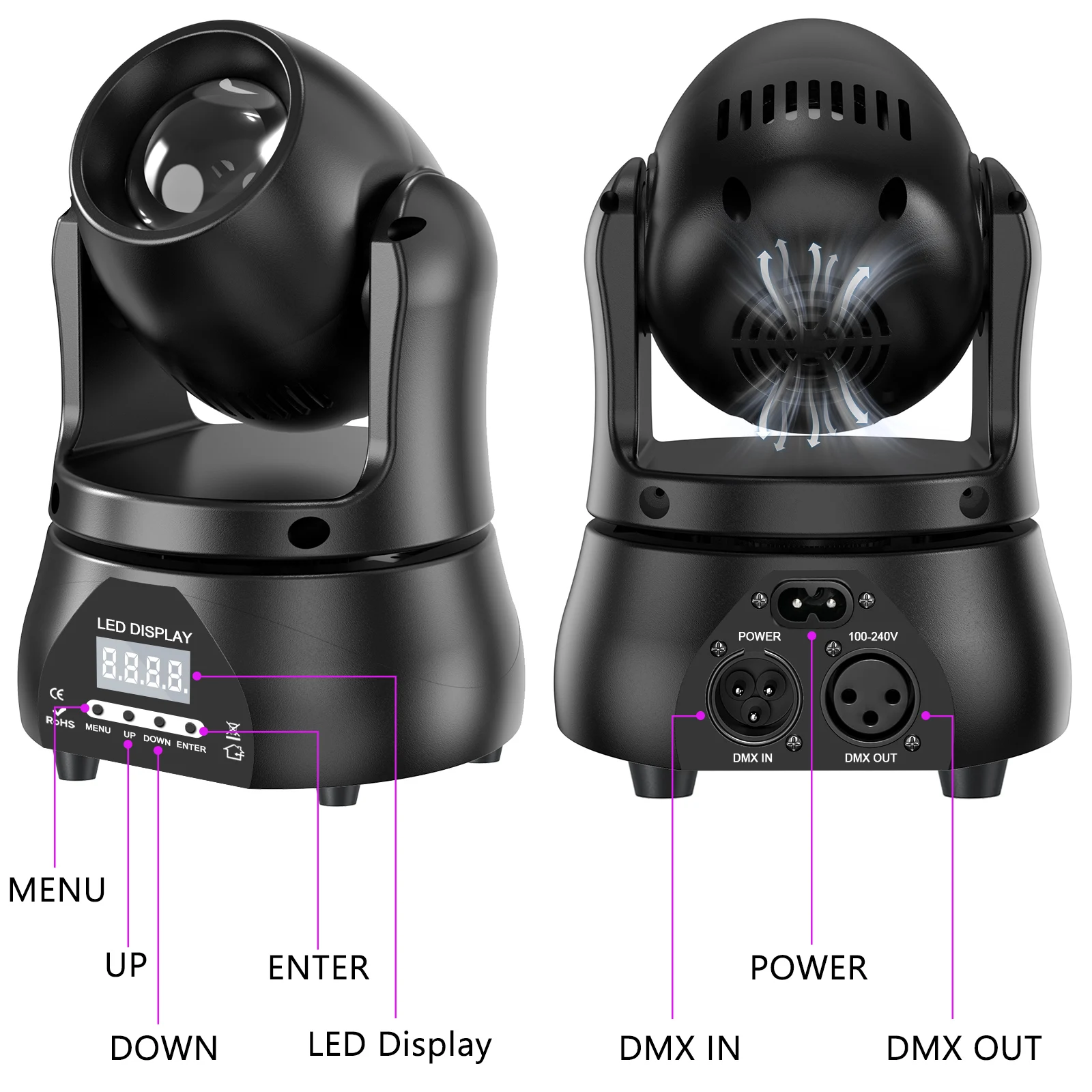 LeLeght 40W Mini Beam Moving Head Light Stage Light Standard DMX512 13CH for DJ Concert Party Weddings Nightclub Dance Hall