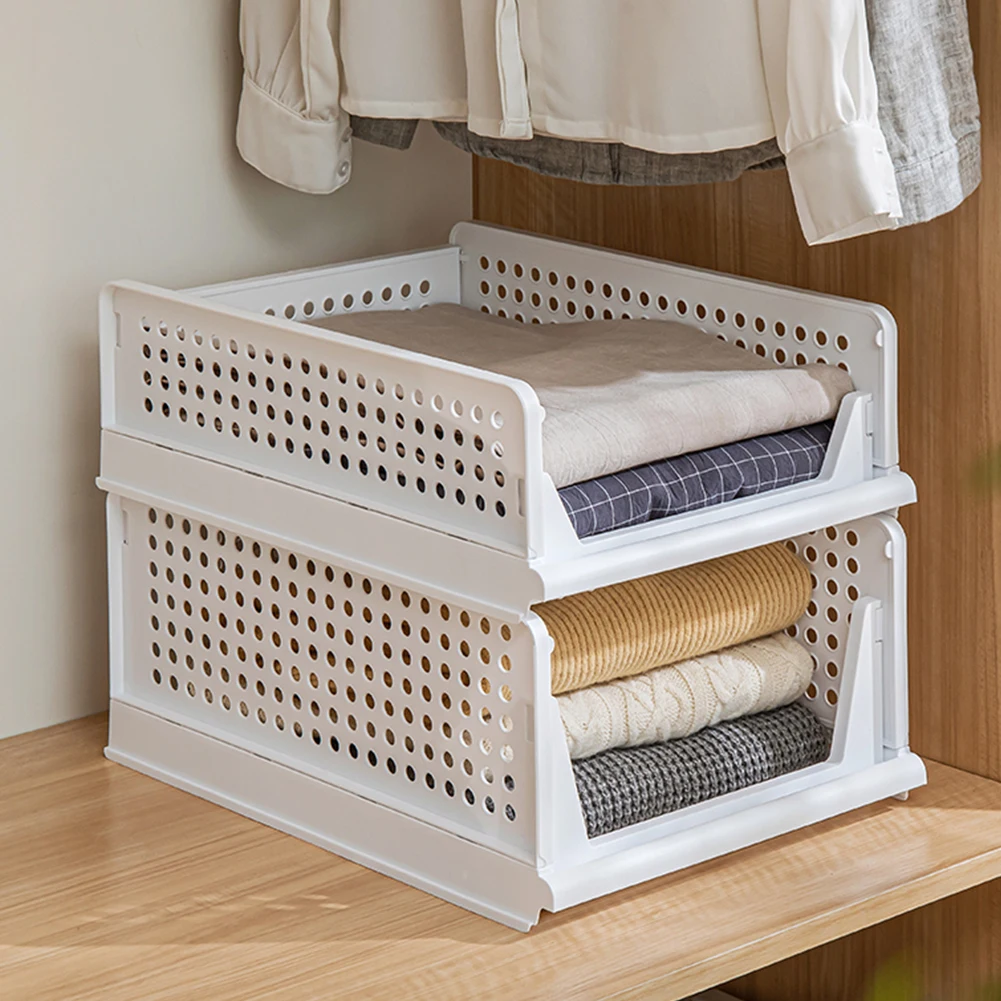 【Lifeideas】Foldable Stackable Drawer Storage Basket Organizing Boxes Partition Bedroom Office Organizers Closet Clothes