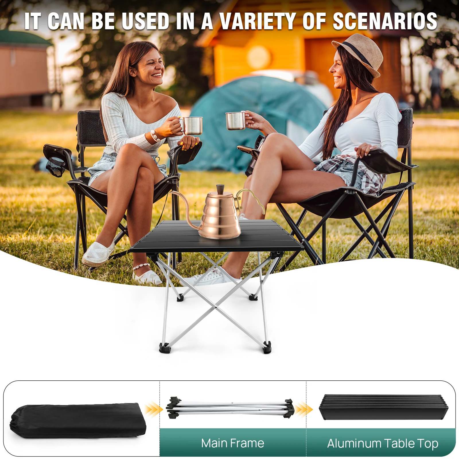Ultralight Folding Camping Table,Portable Aluminum Picnic Table - Compact & Sturdy for Outdoor,Beach,Hiking, Fishing ,Easy Setup