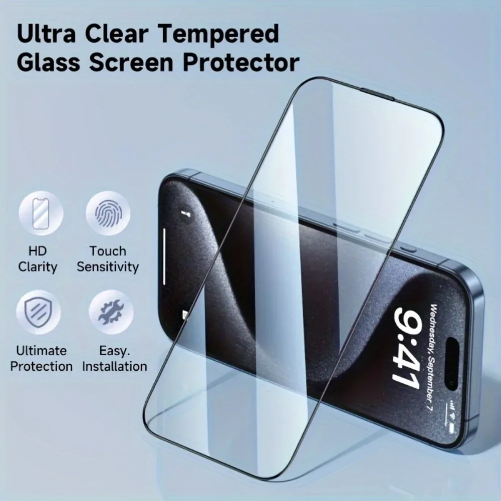 4IN1 Ultra Clear Screen Protector For iPhone 16 14 15 13 12 Pro Max Camera Lens Tempered Glass For iPhone 12 13 Mini 16 15 Plus