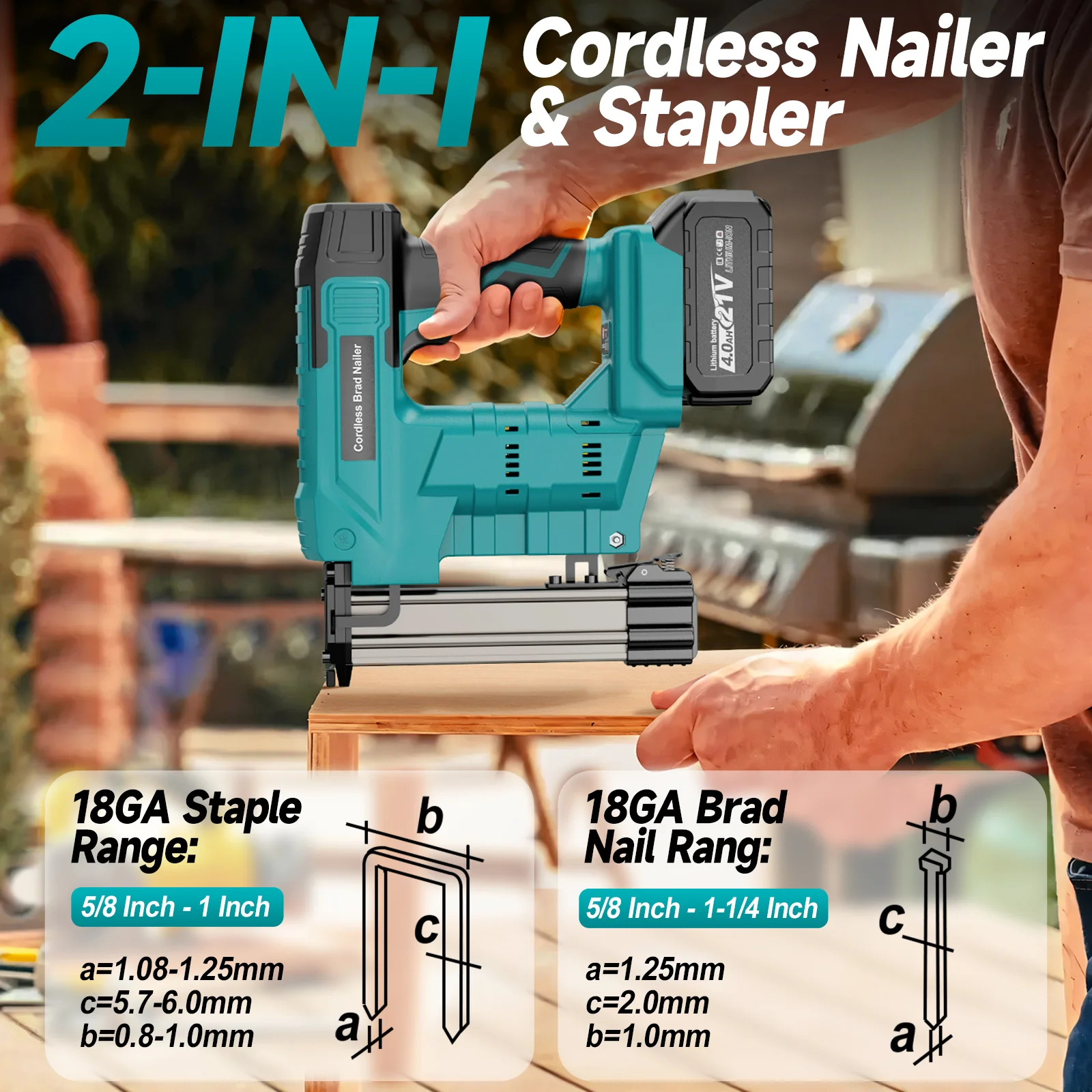 YEARTOP F10-F32 Electric Brushless Nail Staple Guns Battery Stapler Nailer Cordless Woodworking Nailing For Makita 18V Battery Y