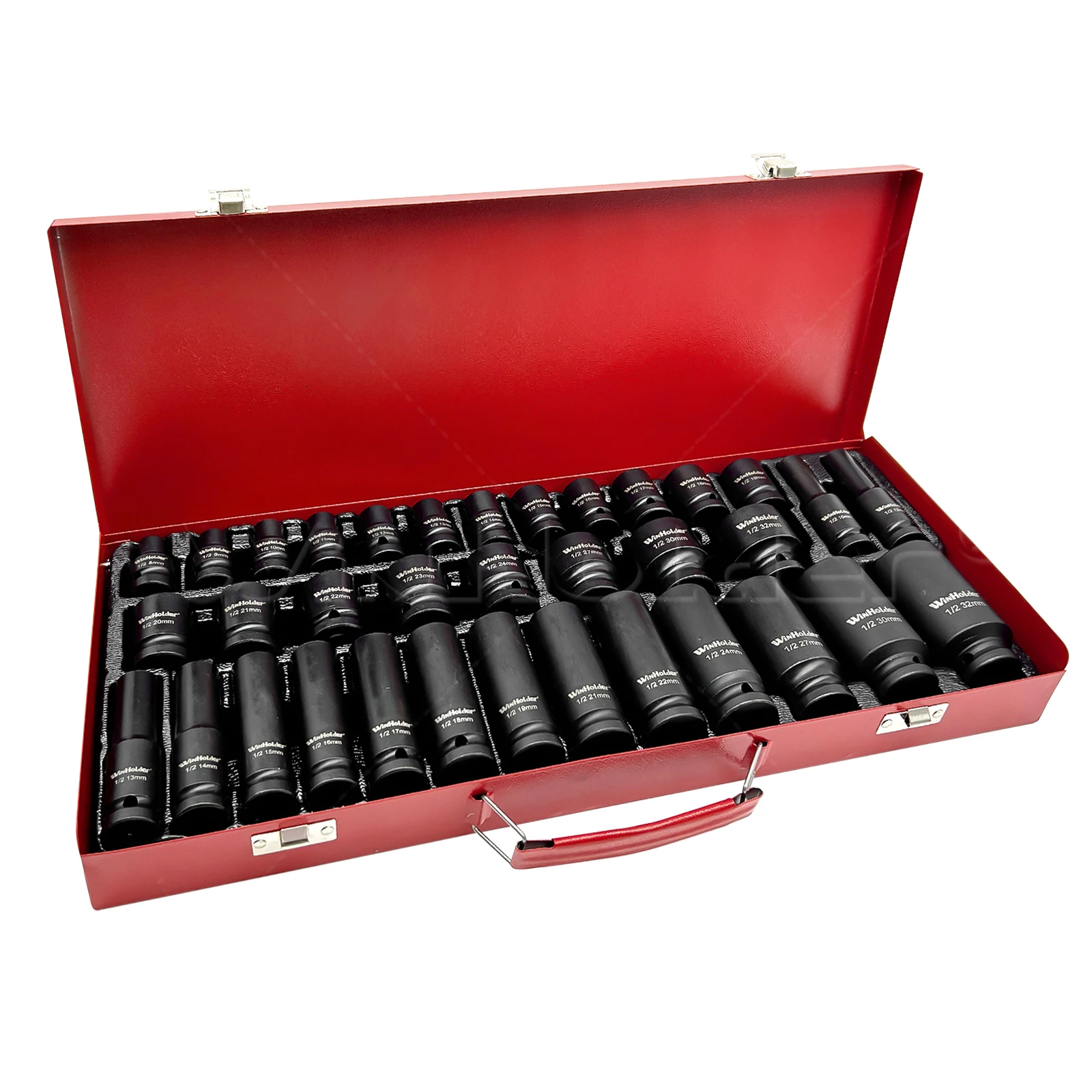 Heavy Duty 35 Pcs 6 Point Car Deep Impact Socket Set 1/2" Drive 8- 32mm