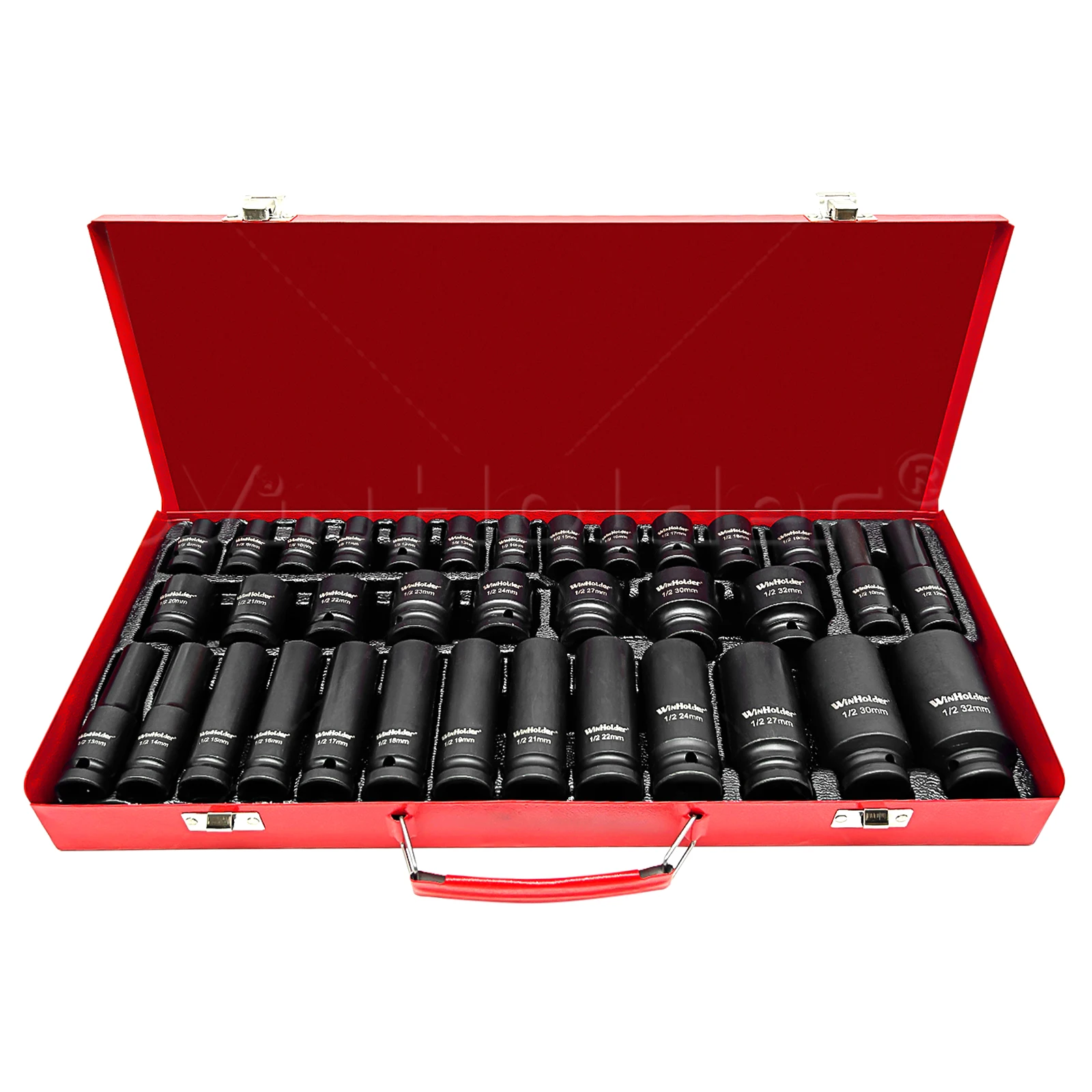 Heavy Duty 35 Pcs 6 Point Car Deep Impact Socket Set 1/2" Drive 8- 32mm