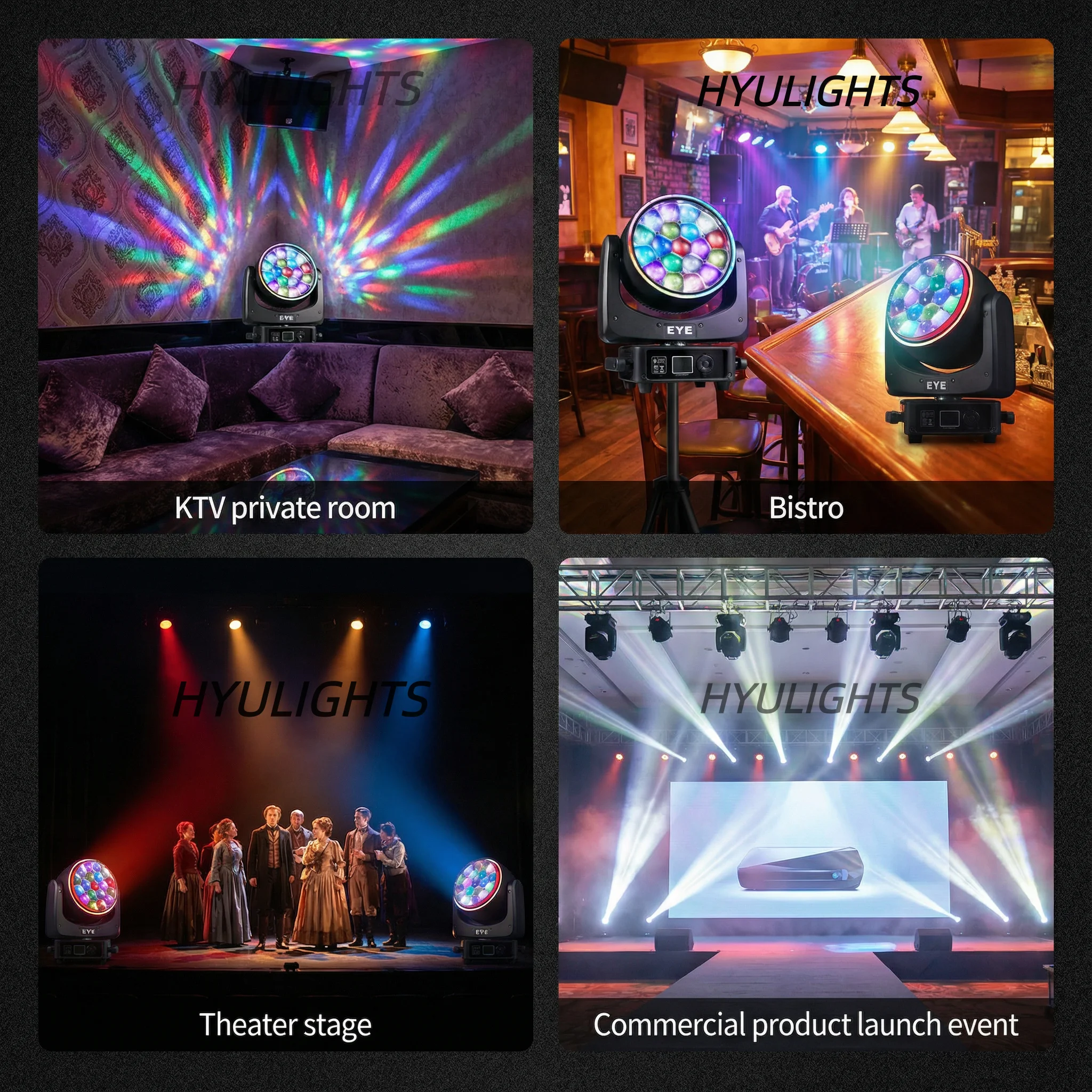 LED Beam+Wash 19x25W Big Bees Eyes RGBW Moving Head Light 2in1 Flight Case for Performance Stage Concert