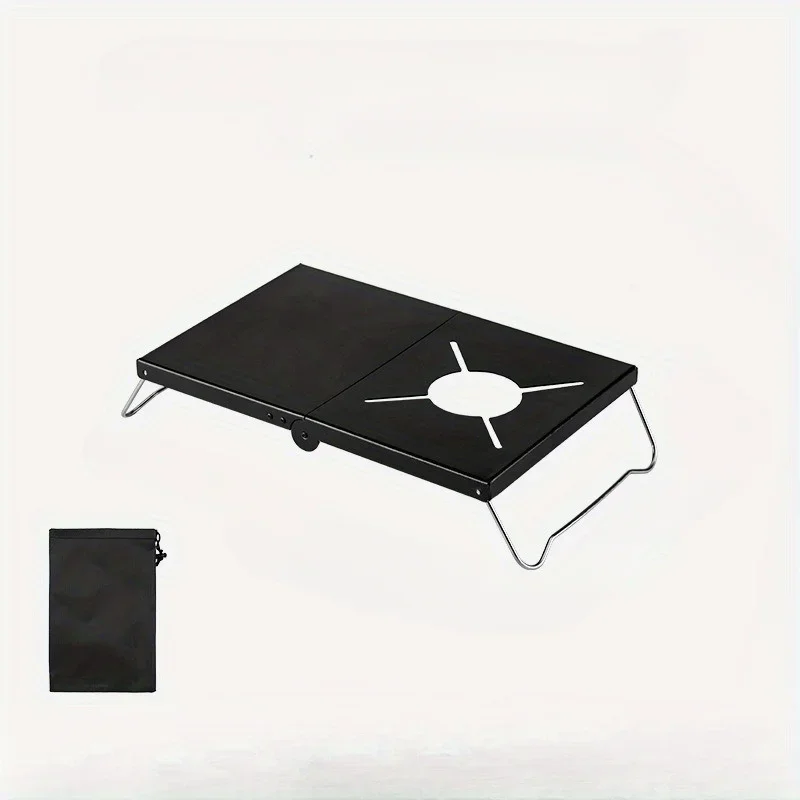 Outdoor Folding Small Table Portable Picnic Mini Table Thickened Steel Plate Spider Stove Insulated Table Camping Equipment